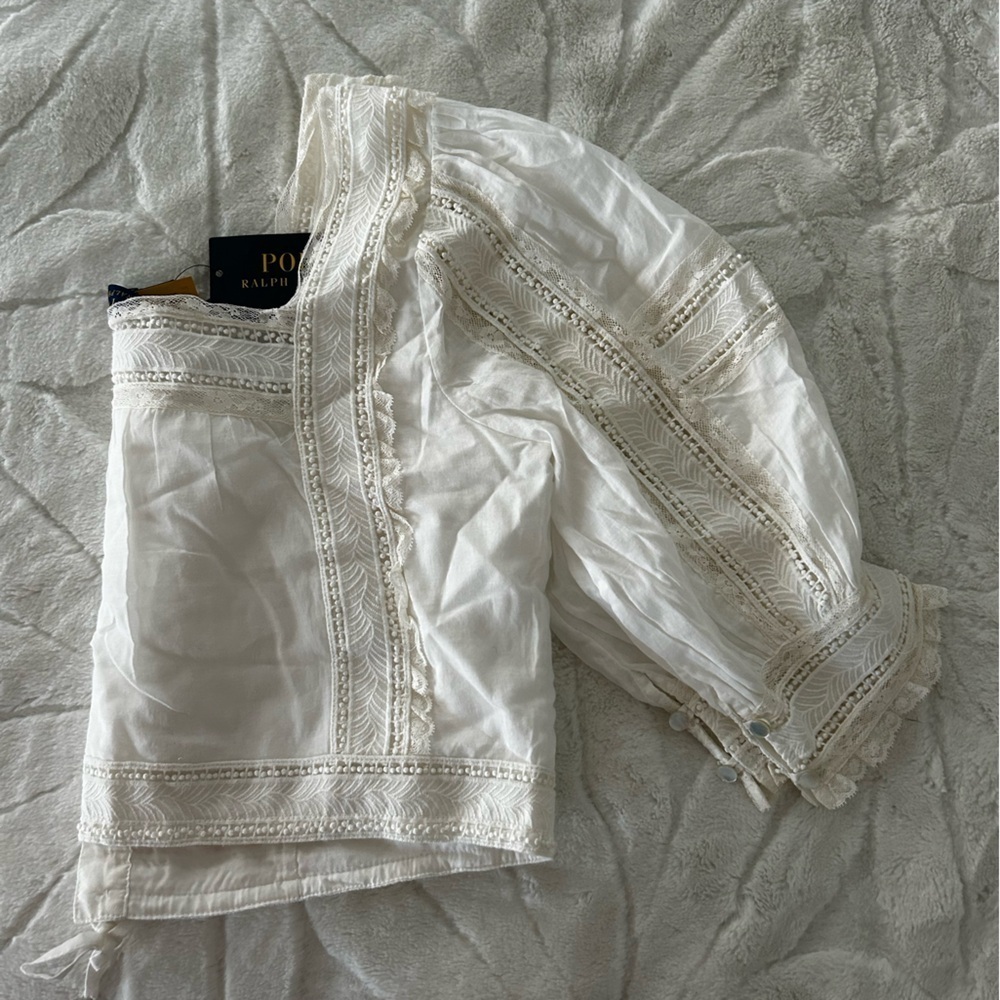 Polo Ralph Lauren White Cropped Blouse